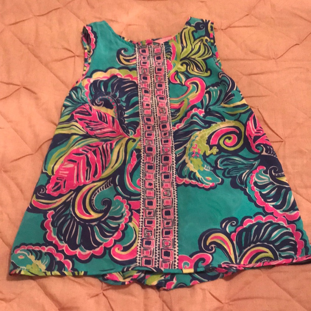 Lilly pulitzer silk blue and green top size M